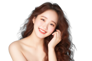 Naklejka premium Beauty face. Woman with natural makeup and healthy skin portrait. Skin care, cosmetic concept