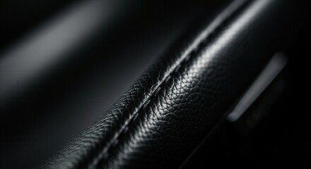 Subtle luxury in black leather texture with elegant stitching