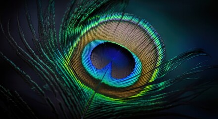 Vibrant peacock feather close-up showcasing natural beauty