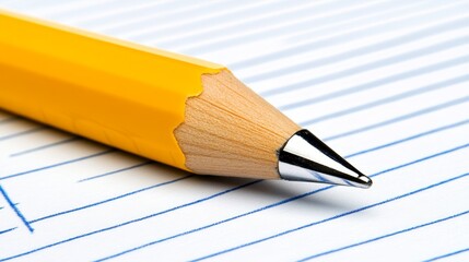Obraz premium Close up Yellow Pencil on Lined Paper Education Writing Stationery
