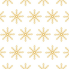 Festive pattern of golden snowflakes.Christmas and New Year background.Winter season.Vector.