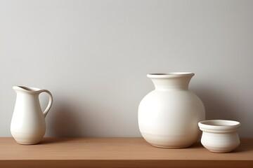"Crafting Handmade Pottery on White Background" Generative AI illustration