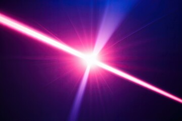 Obraz premium A Captivating White Laser Beam with Lens Flare Against an Ink-Blue Backdrop