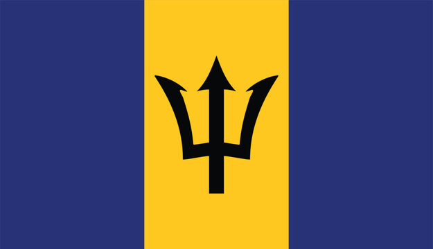  Flag of Barbados,  national flag of Barbados, Barbadian flag , flat vector