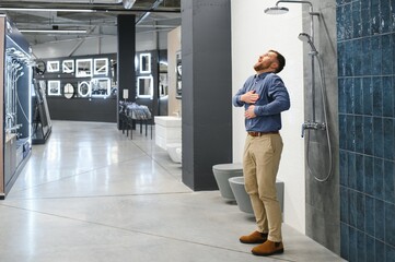 Man at the building market