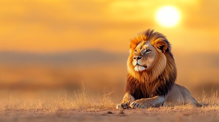 Majestic African Lion at Sunset Wildlife Photography