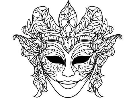 recommend clip art: Mardi Gras themed coloring book page