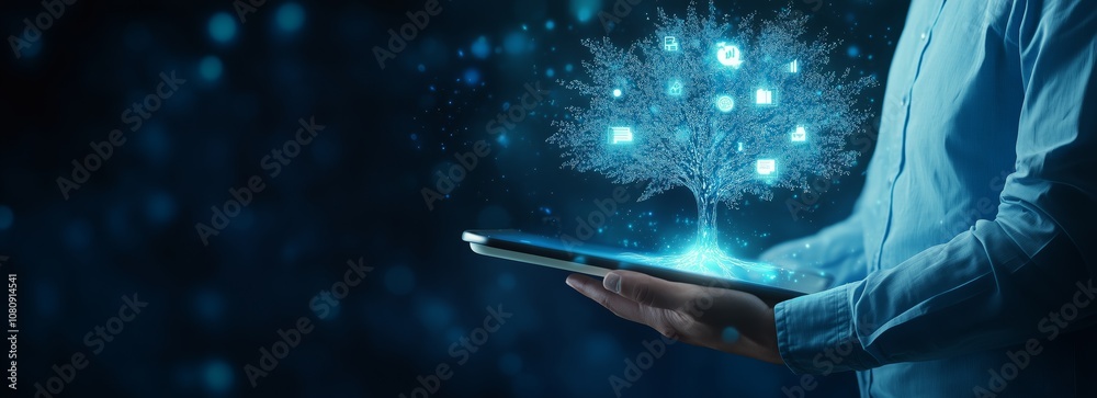 Poster embracing digital transformation merging innovative technology with sustainability paves the way for