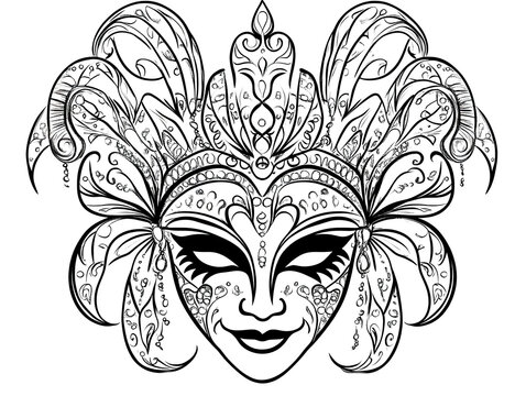 recommend clip art: Mardi Gras themed coloring book page