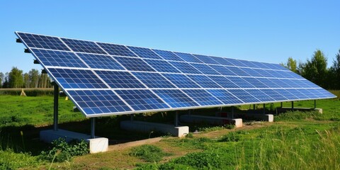 Solar Array. Green Energy Technology with Sunlight and Electric Network