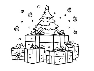 Christmas themed coloring book page