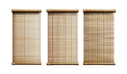 Set of bamboo blinds or shades on a transparent background. isolated background.