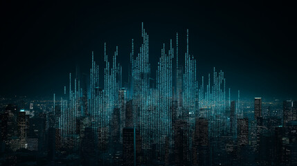 Crystalline Metropolis: A futuristic cityscape rendered in a mesmerizing teal crystalline texture, evoking a sense of mystery and technological advancement.