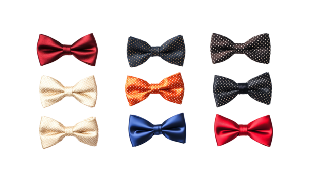 Set of bow ties on a transparent background. isolated background.