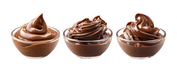 set of bowl of chocolate mayonnaise sauce transparent background 
