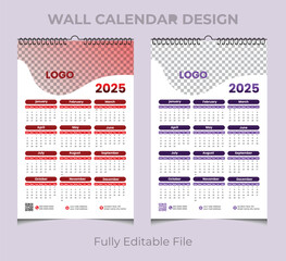 One page calendar design for 2025