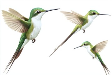 Obraz premium collection of hummingbird on solid white background