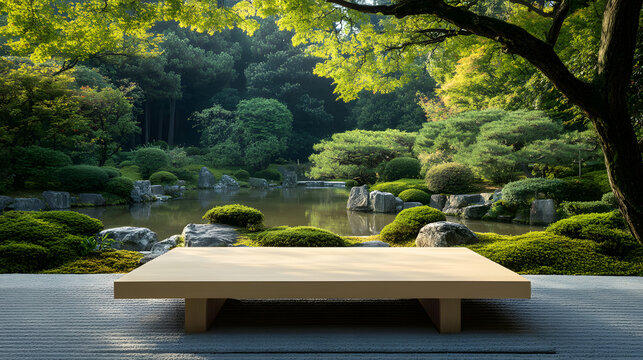 bench in the japnese garden style