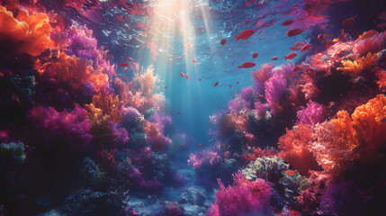 coral reef in the blue sea