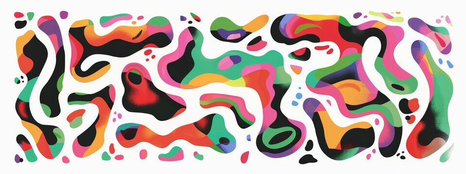 Abstract Organic shape, amoeba freeform om white background. Set of irregular liquid gradient blot form graphic elements.