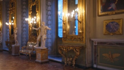 Blurred image showcasing the ornate and opulent interior of the galleria doria pamphilj with...
