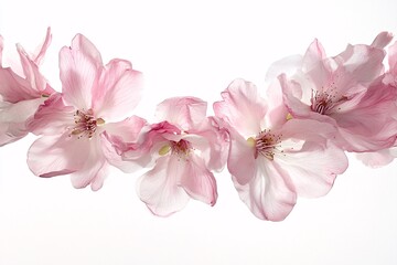 Fototapeta premium Delicate Pink Cherry Blossoms on a White Background - Floral Photography