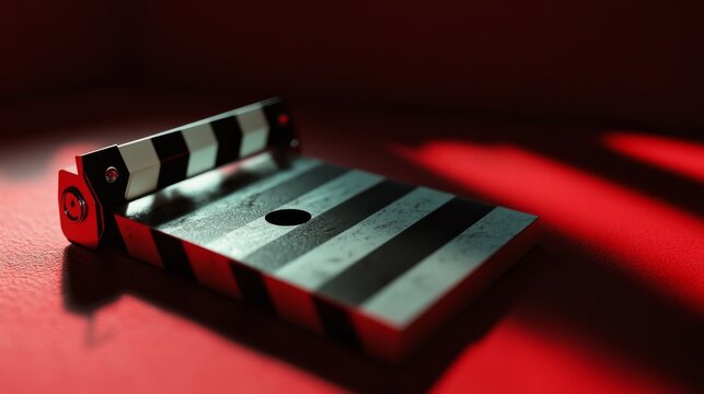 Film Clapboard on Red Surface with Dramatic Light