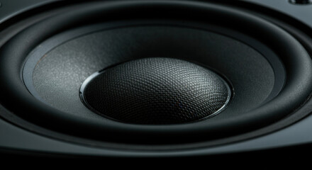 Close-up view of modern black speaker cone texture