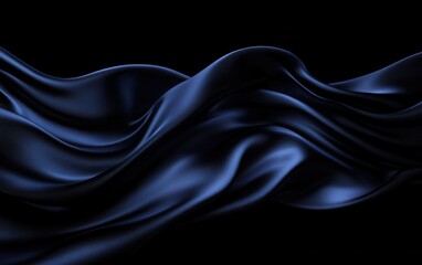 Fototapeta premium A high-resolution 3D rendering of a black background with a dark blue striped pattern, featuring elegant curves and deep shadows. 