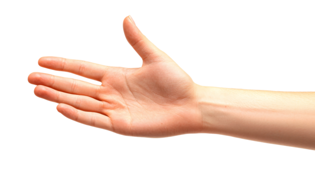 Extended fingers in a high-five position demonstrating a dynamic hand posture showcasing excitement and connection. Hand posture.