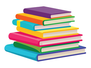 stack of colorful books, Books icon clipart illustration