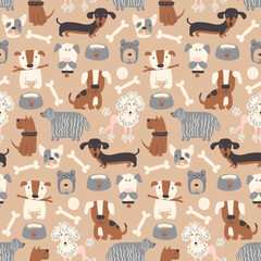 Cute dogs in cartoon style