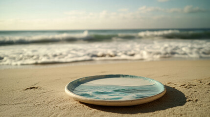 Obraz premium Ocean Scene Eco-Friendly Plate, Biodegradable, Beach, Tranquil, Sustainable