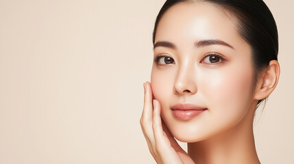 Graceful Beauty Portrait of Japanese Woman with Smooth Skin