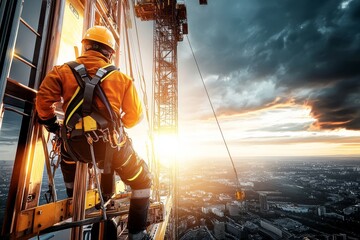 A sci-fi architectural construction site showcases innovative platforms.