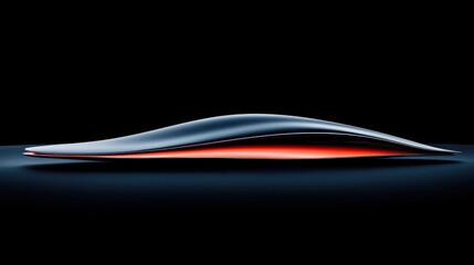 A sleek and modern abstract design featuring smooth, flowing curves with a vibrant red accent against a dark background, This image is ideal for showcasing innovation, technology