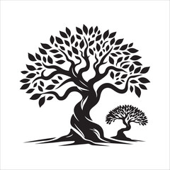 tree silhouette vector vector black tree of live icon on white background