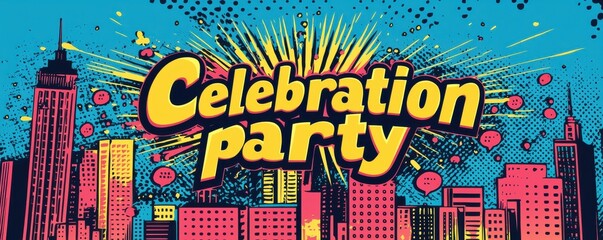 Vibrant comic book style celebration party invitation design