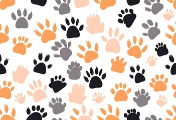 Fototapeta premium Seamless traces. White background. cute animal tracks. vector texture. printing on textiles and wallpaper.