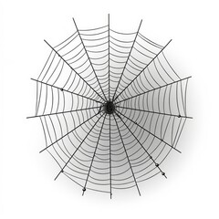 Obraz premium Intricate Black Spider Web Design Against a White Background, Perfect for Halloween, Nature Themes, or Graphic Design Projects, Symbolizing Complexity and Nature’s Artistry