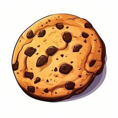 Fototapeta premium Delicious and Chewy Chocolate Chip Cookie Illustration with Decorative Brown Edges and a Golden-Brown Texture Perfect for Food-Themed Designs and Culinary Projects