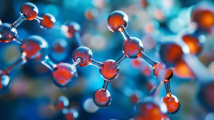 3D Rendering Molecular Structure, Quantum Computing, Drug Design, Science Background, Atoms