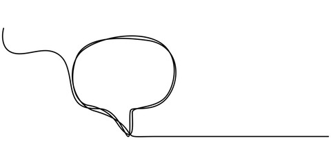 Continuous one single line drawing of speech bubble icon. Talk text box, feedback message box and comment vector, Speech Bubble Single Line Icon, One line drawing Speech bubble vector. Communication.
