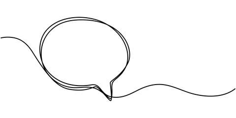 Continuous one single line drawing of speech bubble icon. Talk text box, feedback message box and comment vector, Speech Bubble Single Line Icon, One line drawing Speech bubble vector. Communication.
