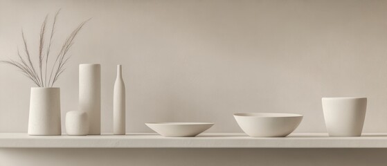 3D minimalist abstract forms, floating geometric elements, neutral background, soft gradients, sharp edges, smooth textures, modern design simplicity, high focus, balanced elegance