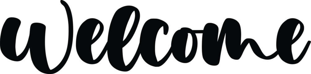 Welcome word. Hand lettering design. Vector calligraphic inscription. Welcome handwritten text.
