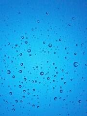 Blue water drops on a textured background resembling raindrops, droplets, close up, background