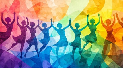 Colorful silhouettes celebrating joy and movement.