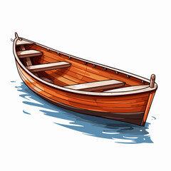Cartoon Wooden Boat Illustration Vector Stock