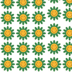 Flower Checkerboard Seamless Repeat Pattern 